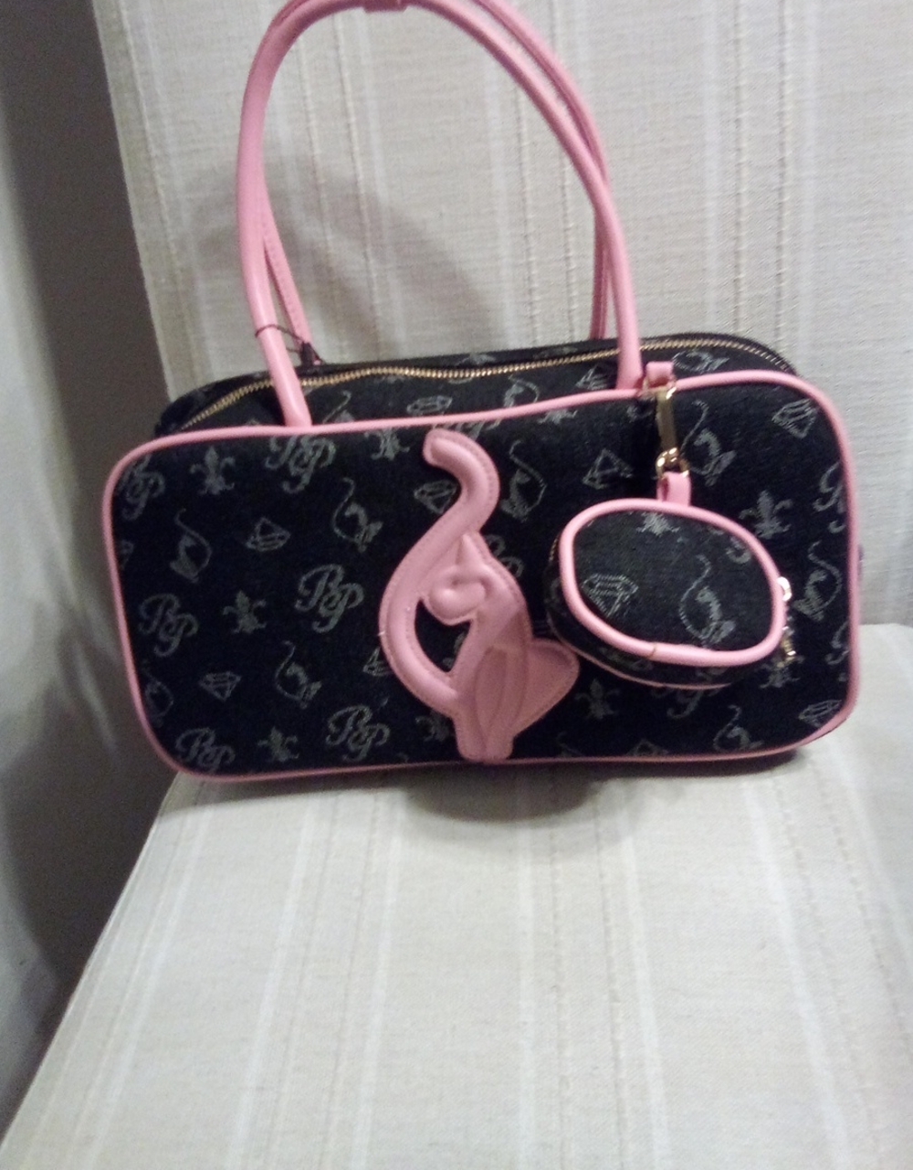 Baby Phat Black & Pink Logo Satchel